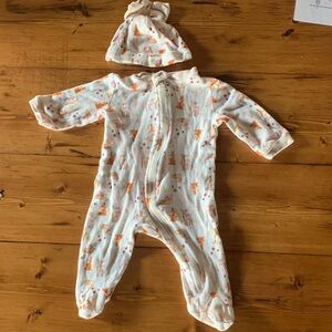 Adorable Cream and Orange Baby Footie Set